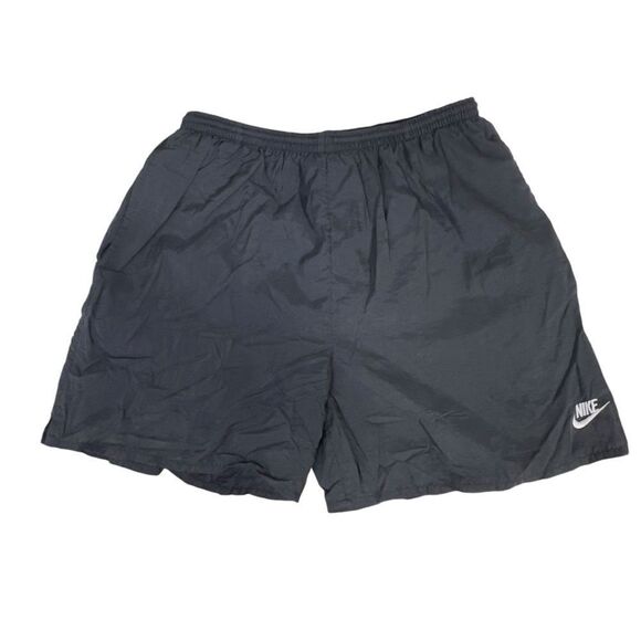 Vintage 90s Nike black large Swoosh Lined Swim Trunks Mens spell out - Picture 5 of 11